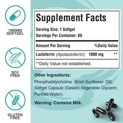 Pepeior Liposomal Bovine Lactoferrin 1000 mg – Immune Support & Iron Absorption, 60 Softgels