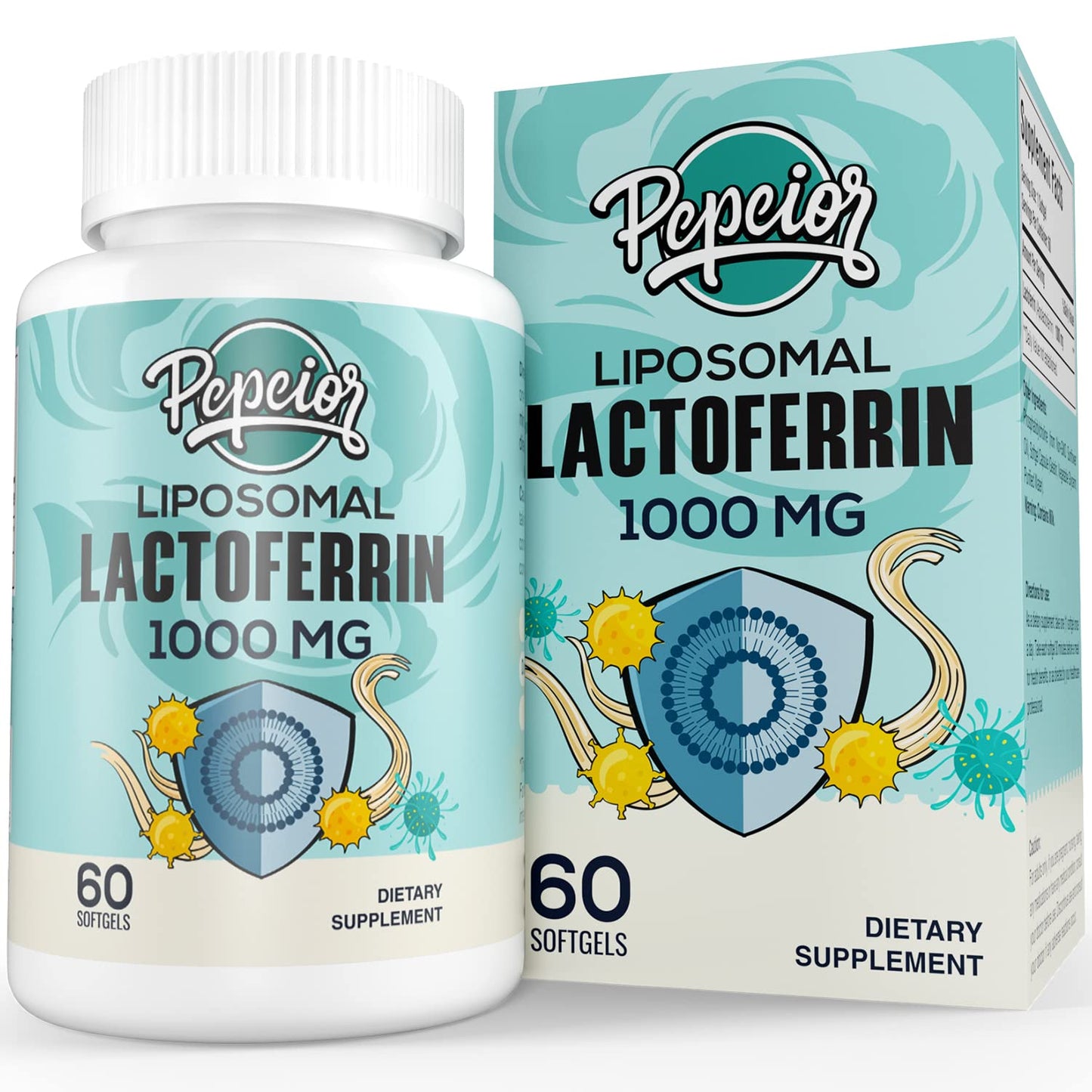 Pepeior Liposomal Bovine Lactoferrin 1000 mg – Immune Support & Iron Absorption, 60 Softgels