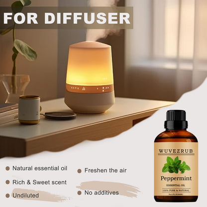 Peppermint Essential Oil 60ml | 100% Pure & Natural for Aromatherapy Diffuser - 2 Fl Oz