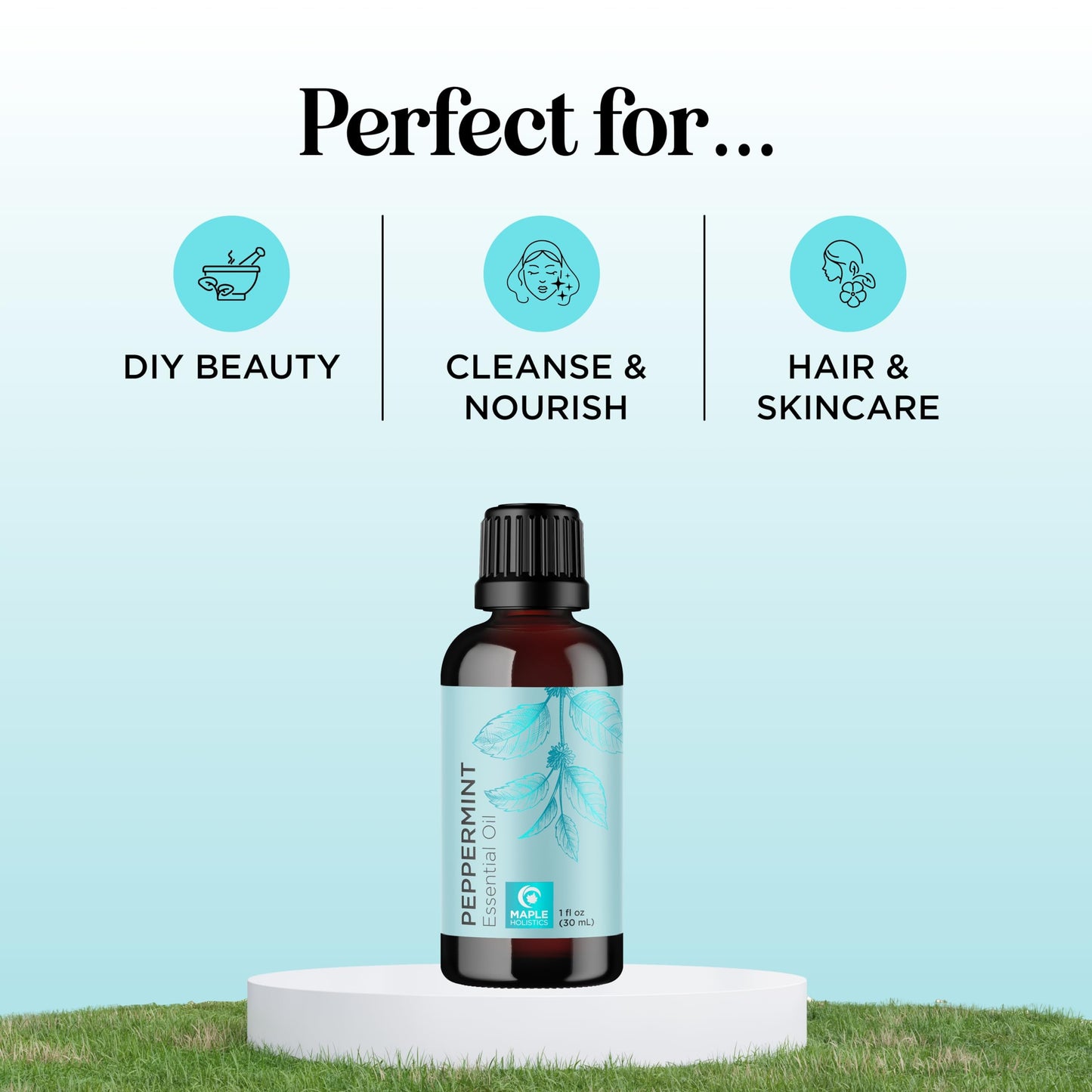 Peppermint Essential Oil – 100% Pure, Undiluted 1oz for Diffusers, Hair, Skin & Nails