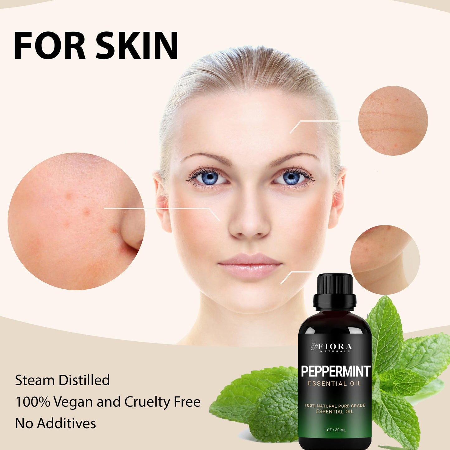 Peppermint Essential Oil by Fiora Naturals – 100% Pure Mentha Piperita for Hair Growth, Skin & Diffuser