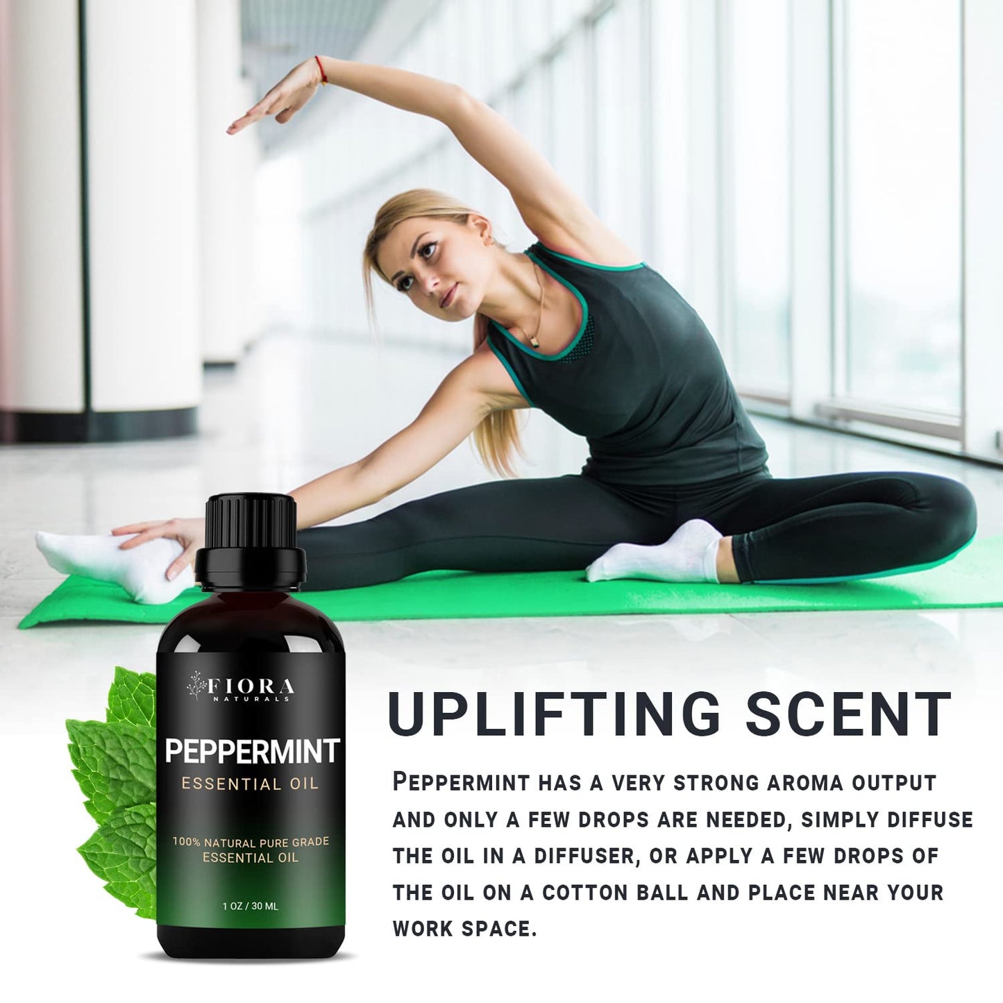 Peppermint Essential Oil by Fiora Naturals – 100% Pure Mentha Piperita for Hair Growth, Skin & Diffuser