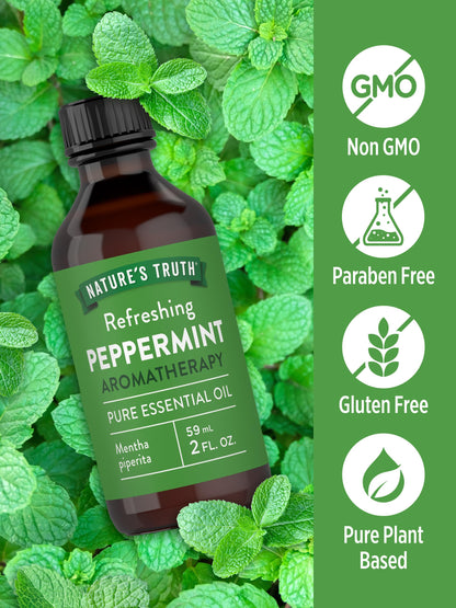 Nature's Truth Peppermint Essential Oil Pure – 2 fl oz | Diffuser & Aromatherapy