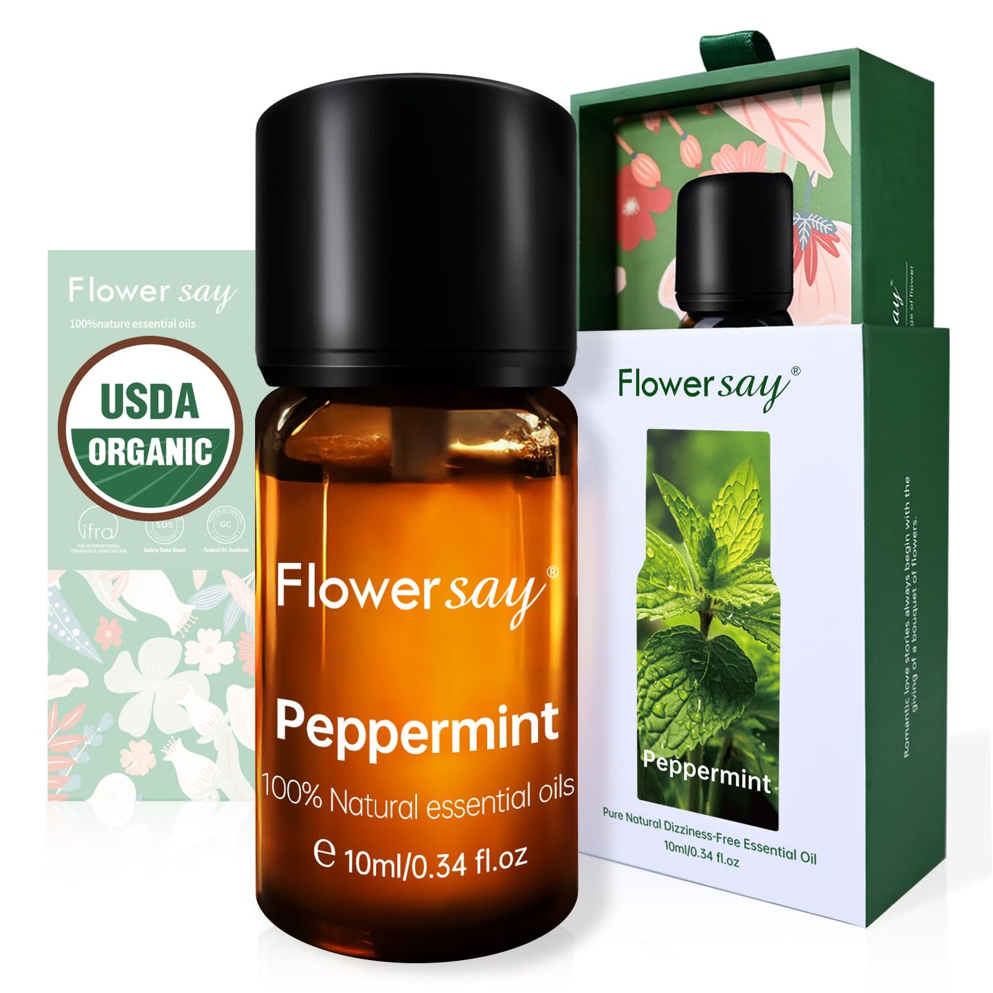 100% Pure Peppermint Essential Oil – USDA Organic, 0.34 Fl Oz | Diffuser, Hair & Skin