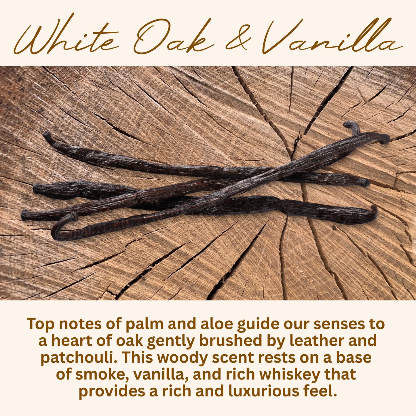 White Oak Vanilla Scented Candle | All Natural Soy Wax, Handmade in USA
