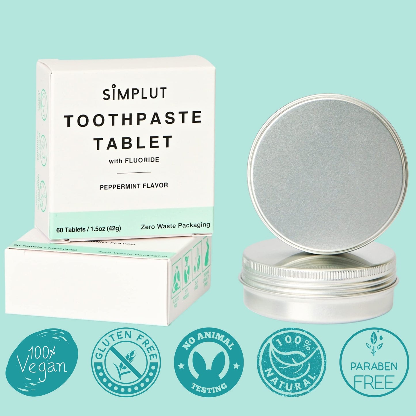 Chewable Fluoride Toothpaste Tablets 60 Pack | Travel Size, Vegan and SLS-Free