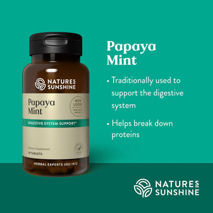 Nature's Sunshine Papaya Mint, 70 Chewable Tablets - Digestive Support & Fresh Breath