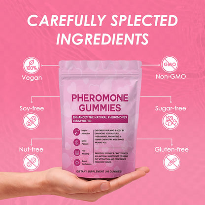 Pheromone Gummies for Women – Enhance Natural Scent & Confidence Support, Strawberry Flavor, 60 Gummies