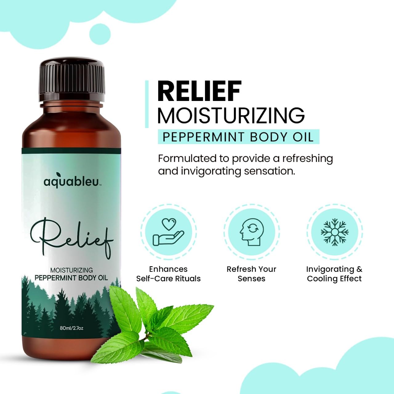 Peppermint Massage Oil – Aromatherapy Blend for Refreshing Relief (80ml)