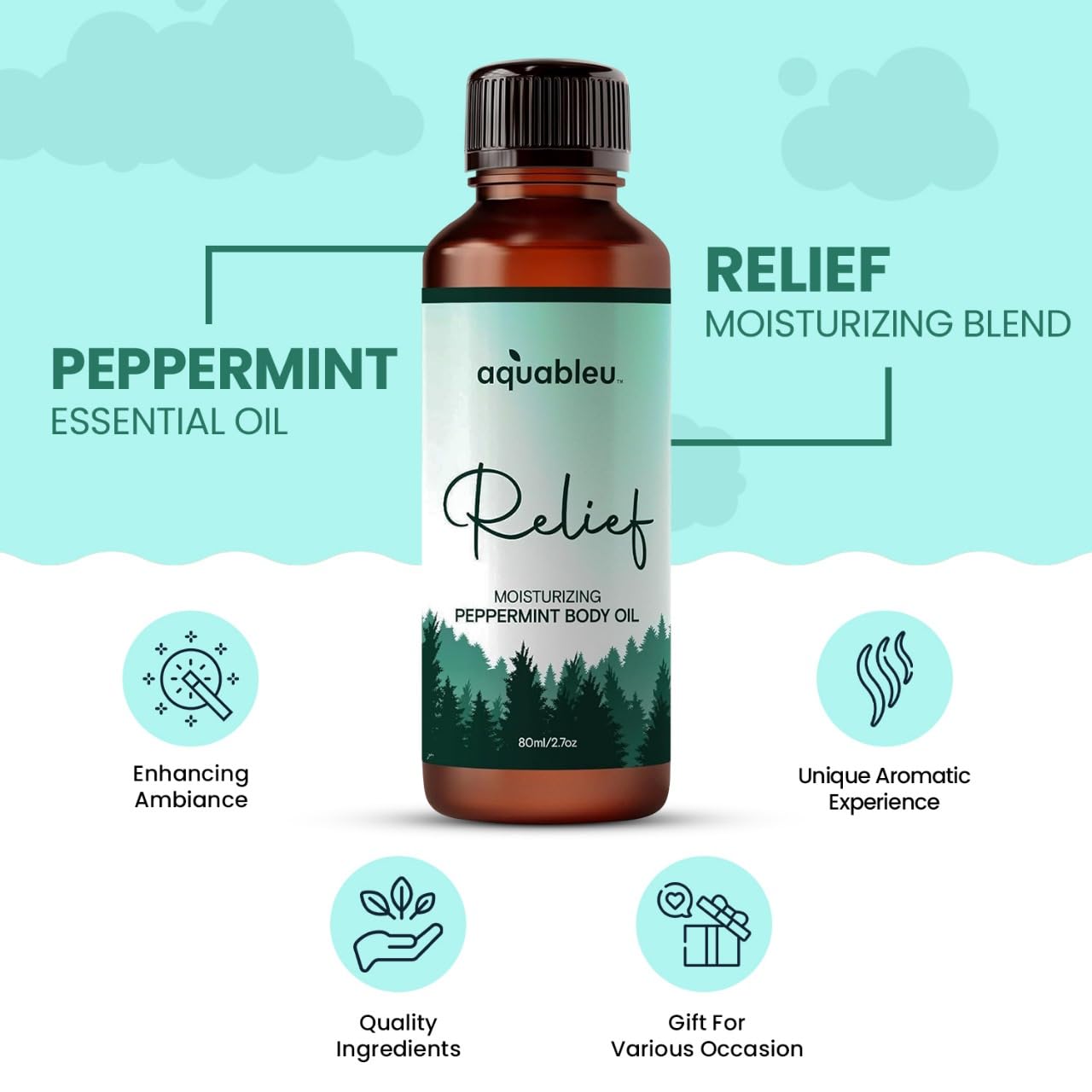 Peppermint Massage Oil – Aromatherapy Blend for Refreshing Relief (80ml)