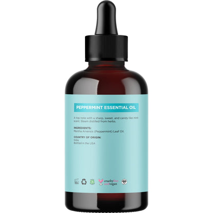 Peppermint Essential Oil for Diffusers – 4oz | 100% Pure Mint Oil for Hair, Skin & Nails
