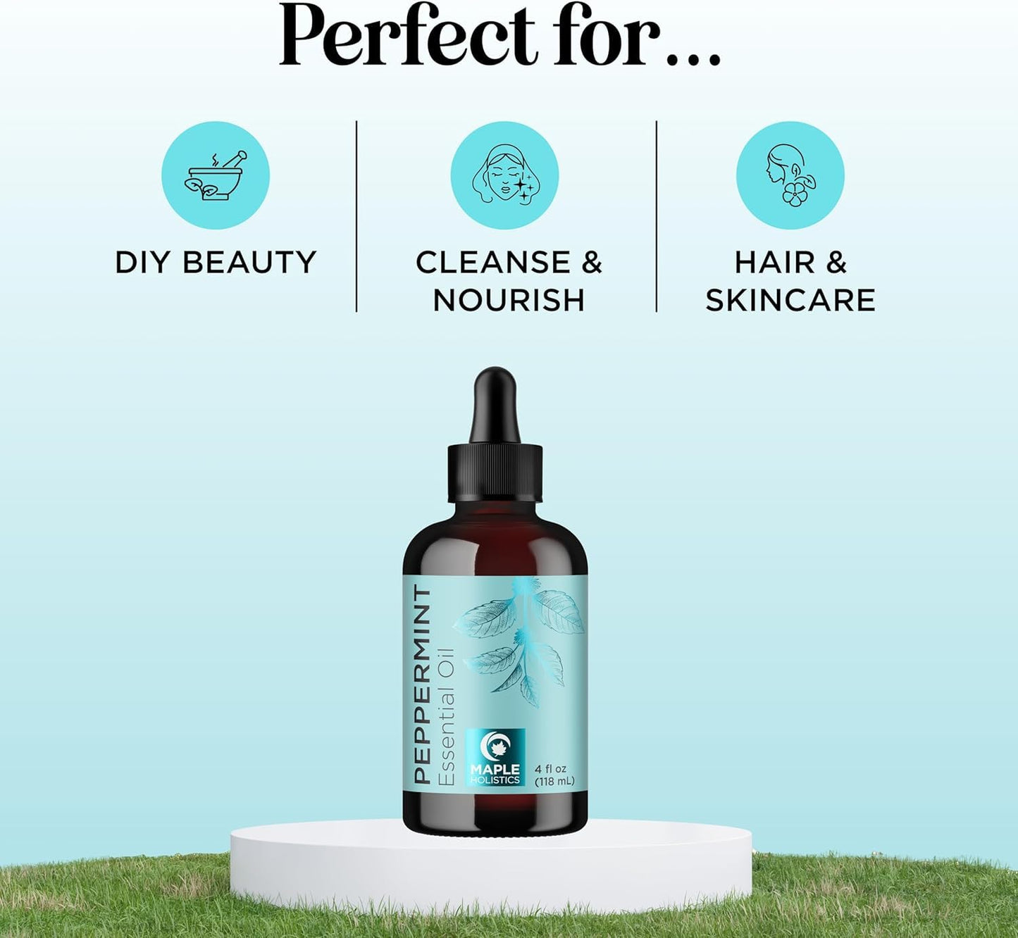 Peppermint Essential Oil for Diffusers – 4oz | 100% Pure Mint Oil for Hair, Skin & Nails