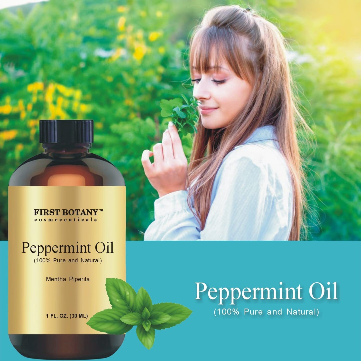 First Botany, 100% Pure Peppermint Oil - Premium Peppermint Essential Oil for Aromatherapy, Massage, Topical & Household Uses - 1 fl oz