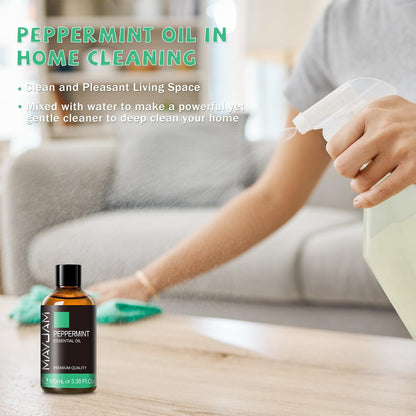 Peppermint Essential Oil 3.38 Fl Oz – Premium Grade for Diffuser, Skin & Hair Care