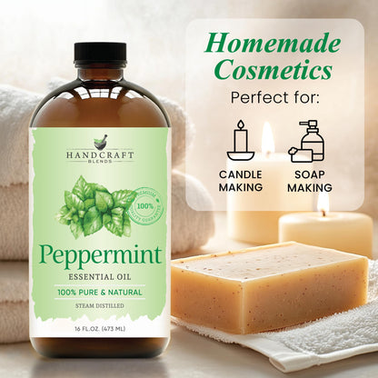 Peppermint Essential Oil – Handcraft Blends, 16 oz, Pure & Natural, Premium Grade