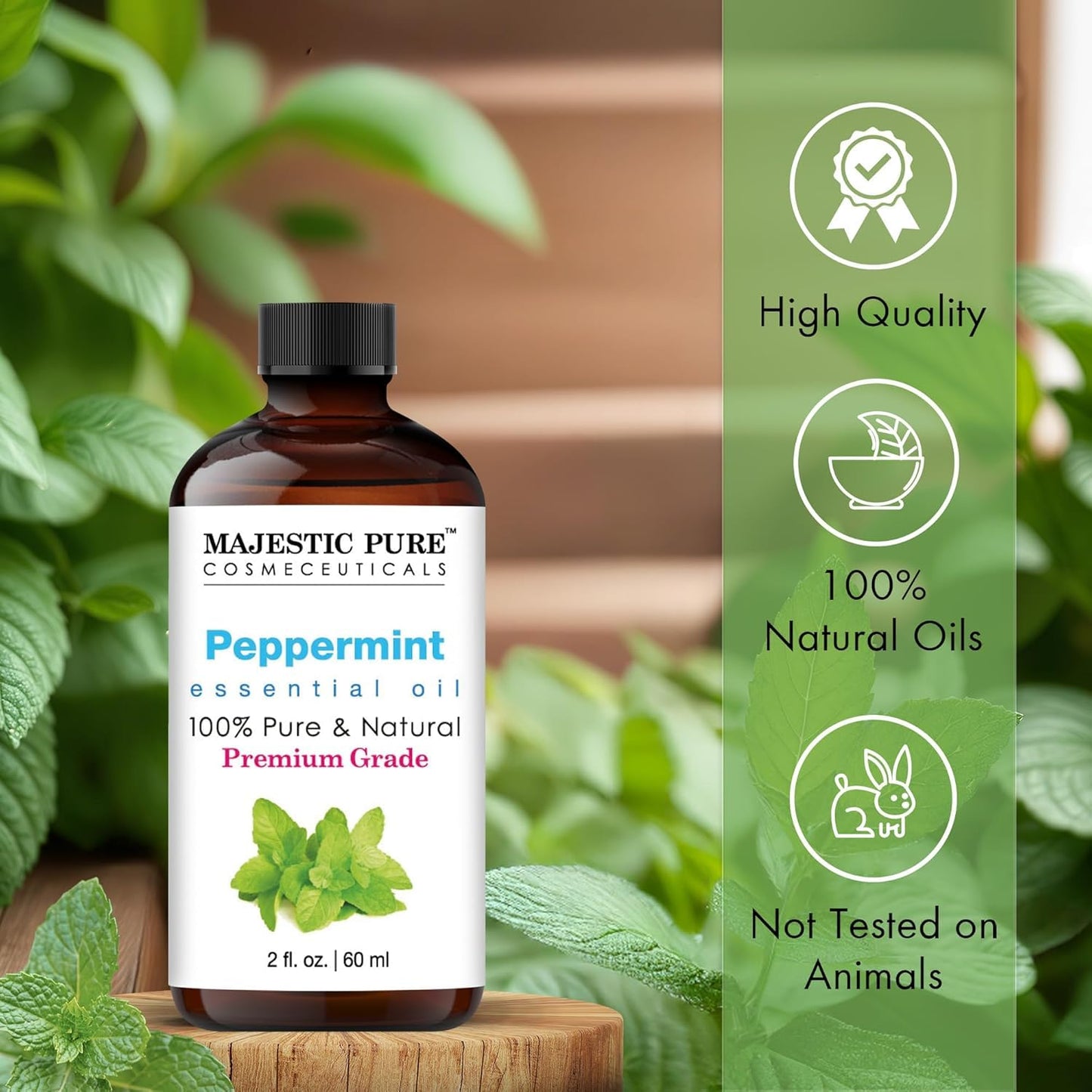 Majestic Pure Peppermint Essential Oil 2 fl oz – 100% Pure & Natural