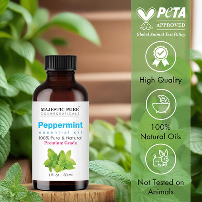 Majestic Pure Peppermint Essential Oil - 100% Pure & Natural, 1 Fl Oz