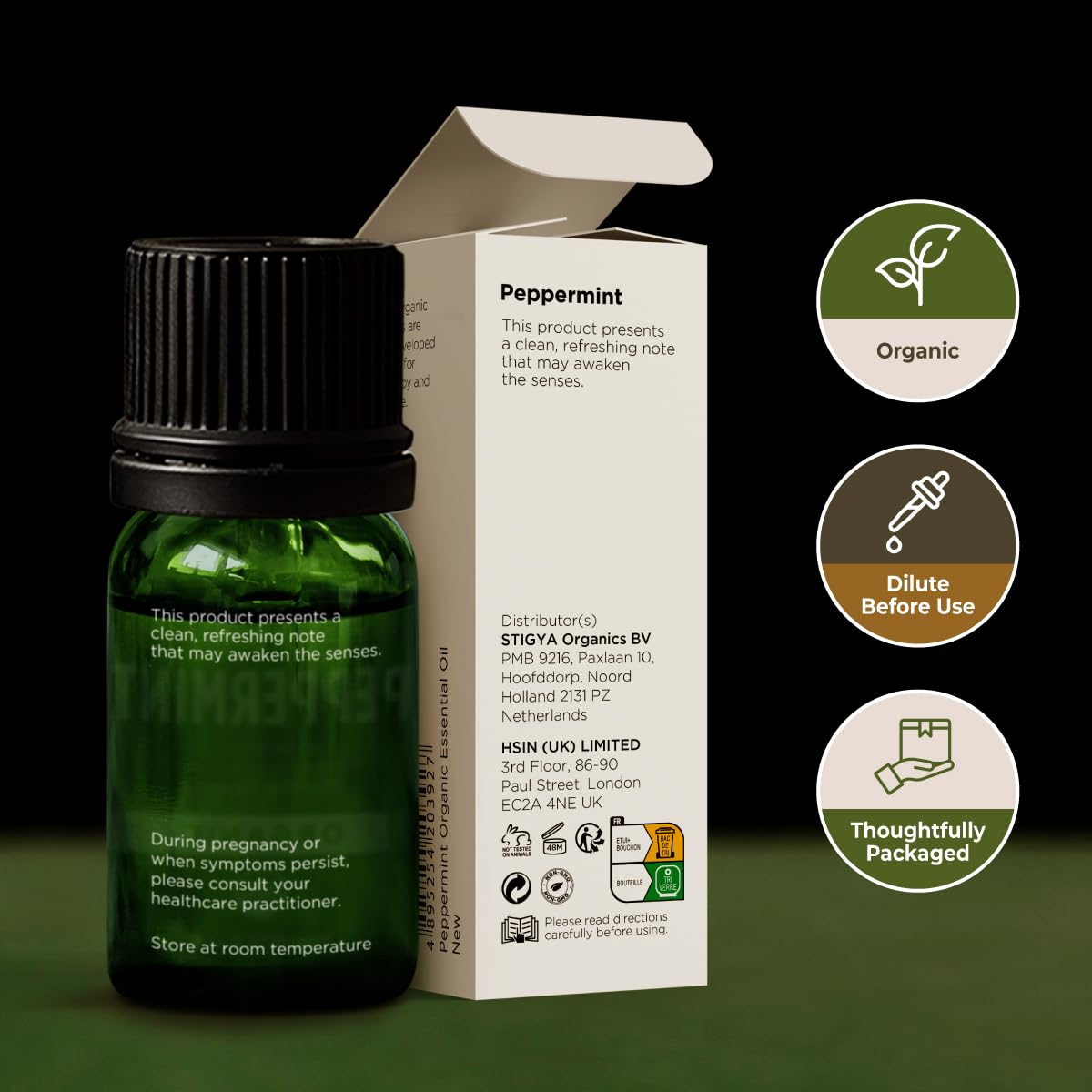Gya Labs Organic Peppermint Essential Oil - 0.34 fl oz | Diffuser, Skin, Hair, Aromatherapy
