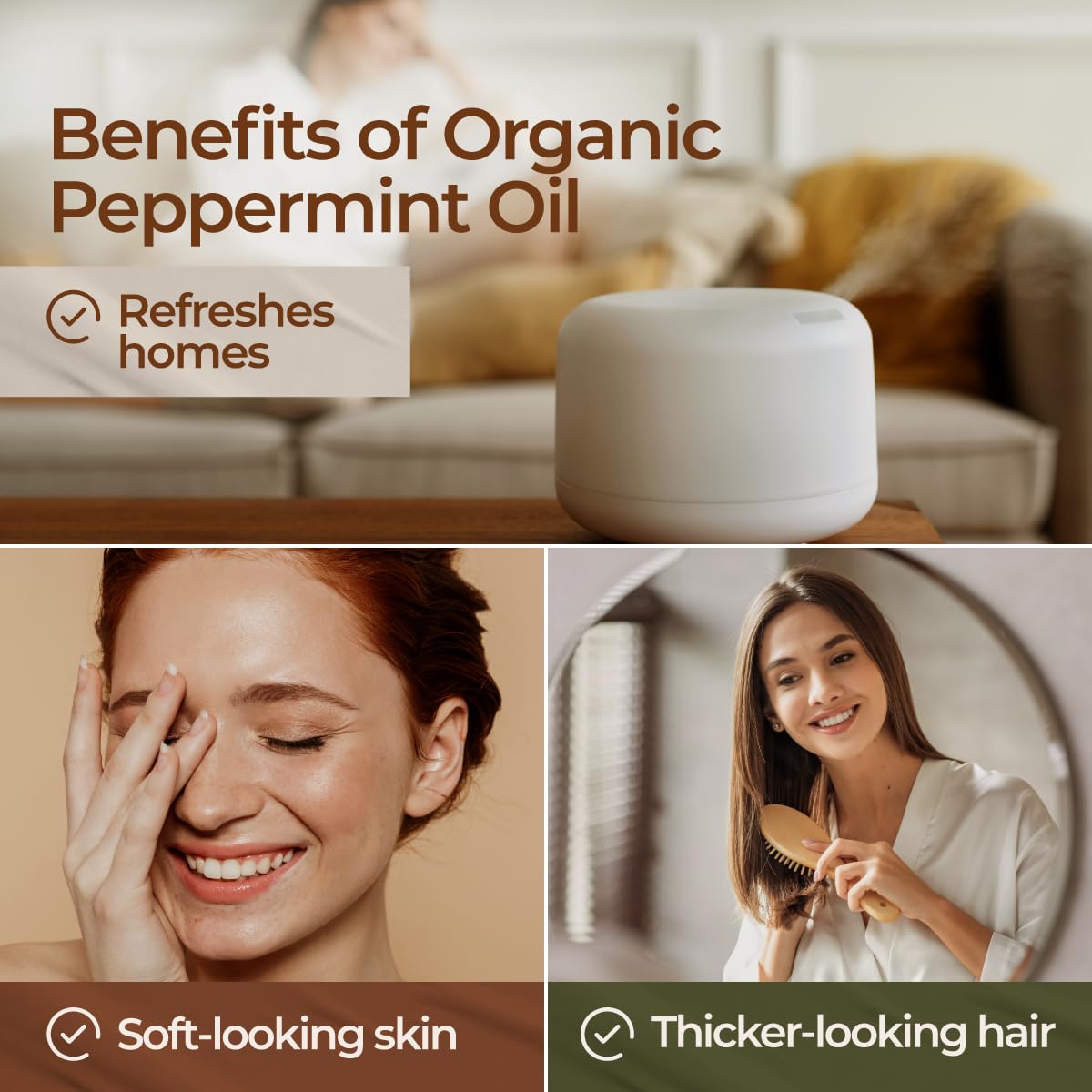 Gya Labs Organic Peppermint Essential Oil - 0.34 fl oz | Diffuser, Skin, Hair, Aromatherapy