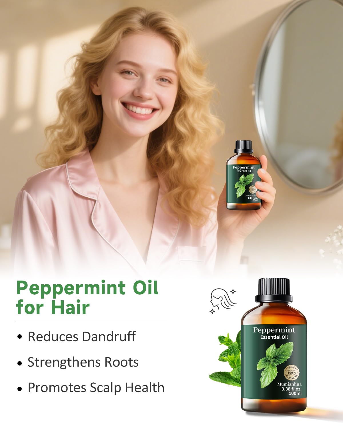 Peppermint Essential Oil – Pure Natural Peppermint Oil for Diffuser, Aromatherapy (3.38 fl oz)