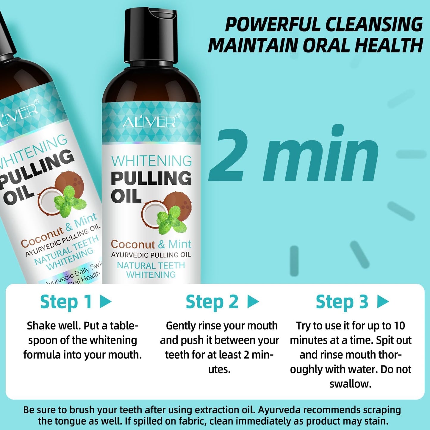 Coconut Oil Pulling Mouthwash with Peppermint - 237ml | Tongue Scraper