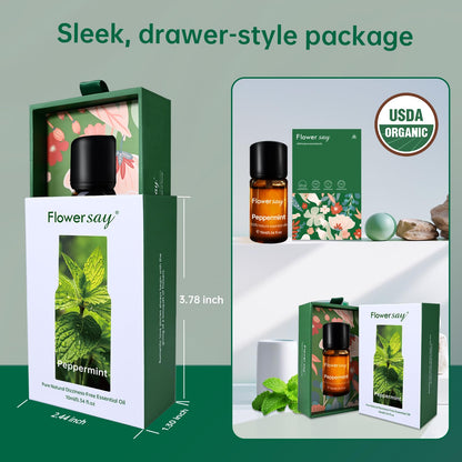 100% Pure Peppermint Essential Oil – USDA Organic, 0.34 Fl Oz | Diffuser, Hair & Skin