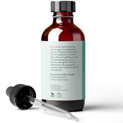 Pure Body Naturals Peppermint Essential Oil - 4 Fl Oz, 100% Pure & Undiluted