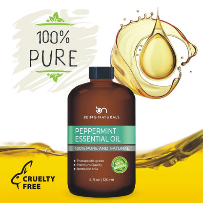 Peppermint Essential Oil - 4 oz, 100% Pure & Natural, Premium Therapeutic Grade with Glass Dropper