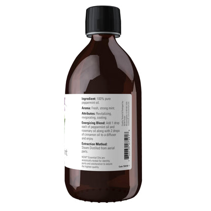 NOW Essential Oils Peppermint Oil 16 oz – 100% Pure, Steam Distilled, Vegan Aromatherapy