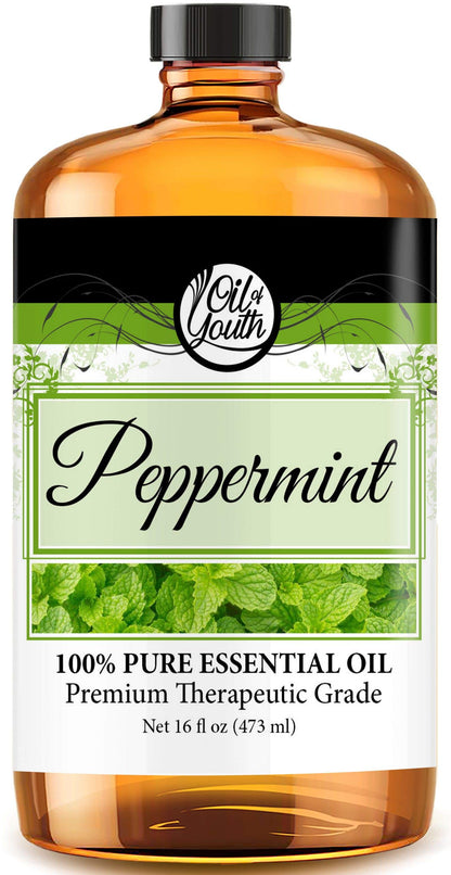 Oil of Youth Pure Peppermint Essential Oil 16 oz – Premium Grade for Diffuser, Spray, Hair and Massage