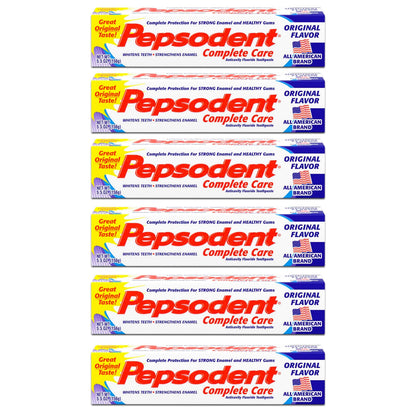 Pepsodent Complete Care Toothpaste Original Flavor 5.5 oz (Pack of 6) - Cavity Protection & Whitening