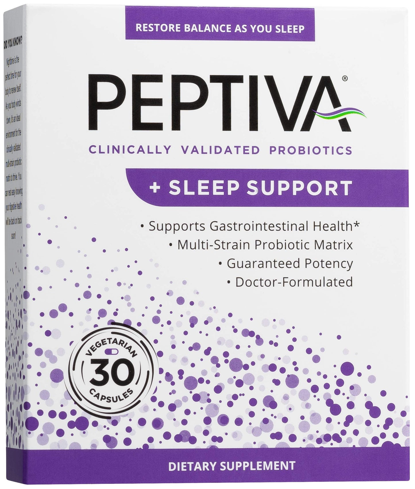 Peptiva 26B CFU Probiotic + Sleep Support – Clinically Validated Multi-Strain (30 Count)