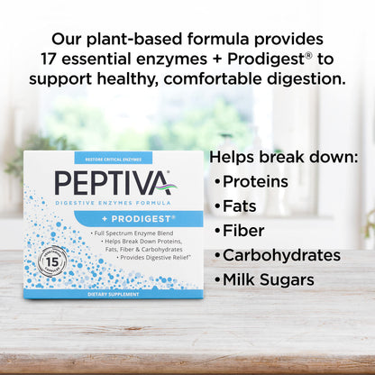 Peptiva Digestive Enzymes + Prodigest – Digestive Support (15 Count)