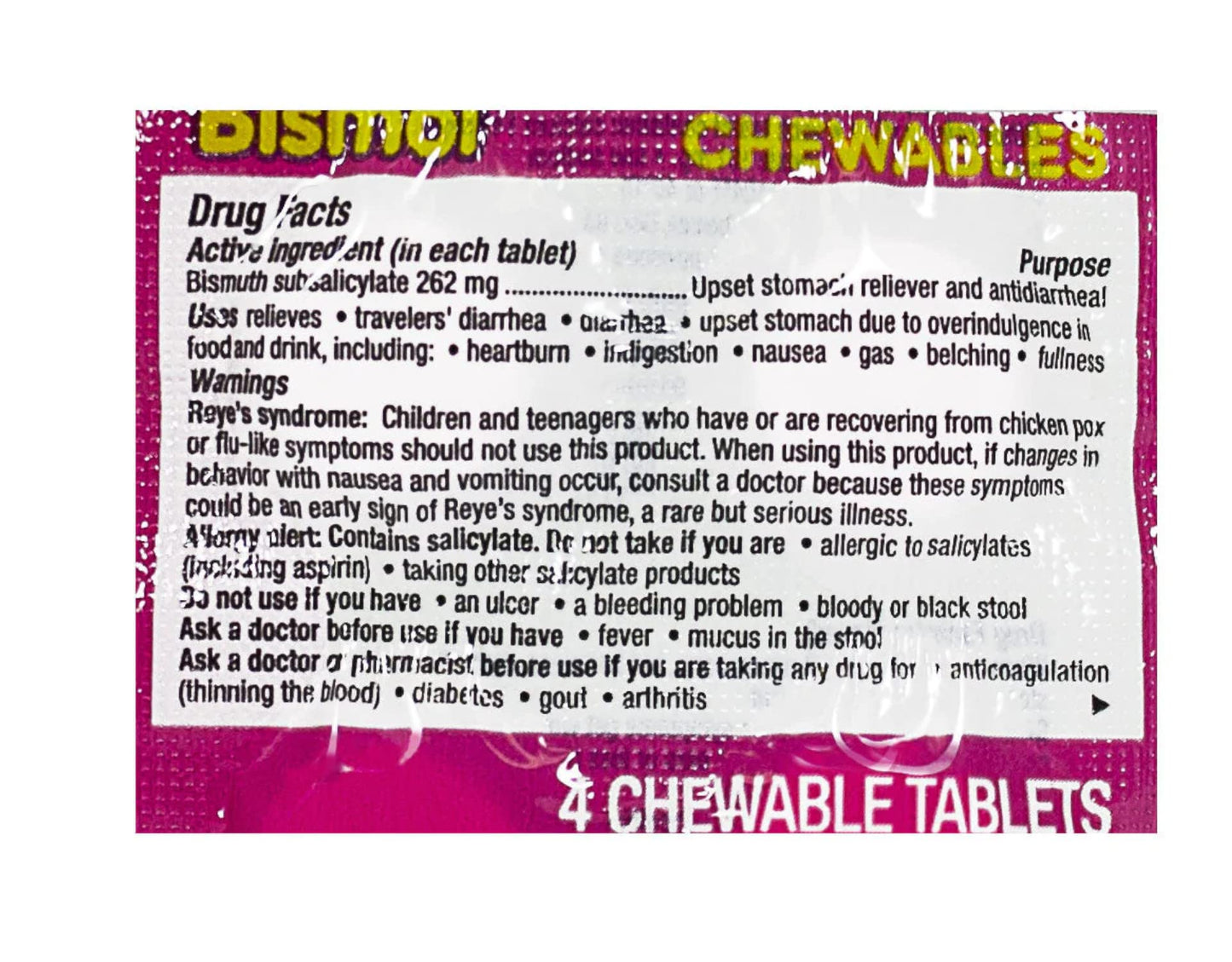 Pepto Bismol Chewables Dispenser – 32 Packs of 4 | Quick Digestive Relief & Symptom Support