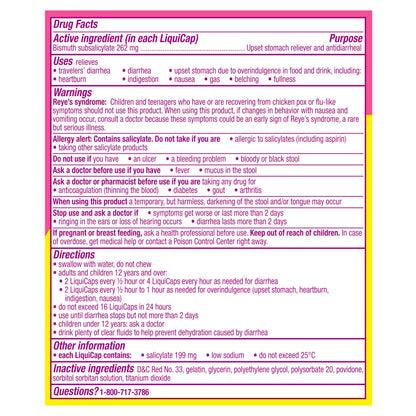 Pepto Bismol Liquicaps - Multi-Symptom Relief for Nausea, Heartburn, Indigestion, Upset Stomach & Diarrhea | 48 Liquicaps