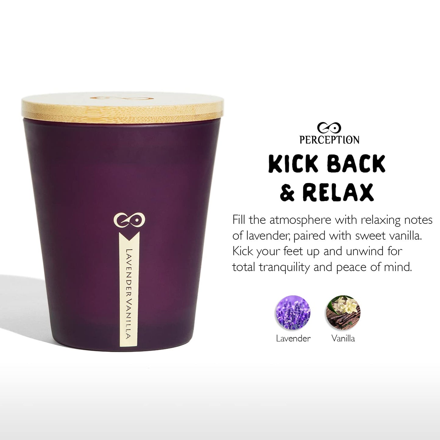 PERCEPTION AROMAS Luxury Lavender Vanilla Candle | 50 Hour Burn Time | Gift Box | Hand-Poured Soy Wax