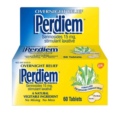 Perdiem Sennosides Stimulant Laxative Pills – Overnight Relief, 60 Count Bottles (Pack of 3)
