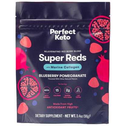 Perfect Keto Super Reds Superfood Powder – Antioxidants & Marine Collagen, 20 Servings