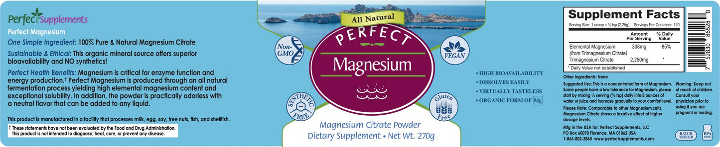 Perfect Magnesium Citrate Powder - 270g | 100% Pure & Natural