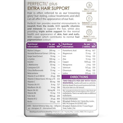 Perfectil Vitabiotics Multivitamin | Hair Growth and Thickening Formula | Supports Thicker, Healthy Hair | Vitamin D, E, Collagen, Biotin, and More