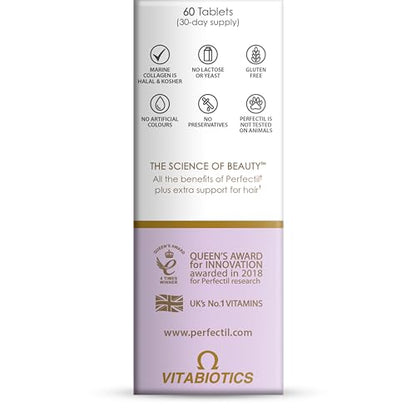 Perfectil Vitabiotics Multivitamin | Hair Growth and Thickening Formula | Supports Thicker, Healthy Hair | Vitamin D, E, Collagen, Biotin, and More