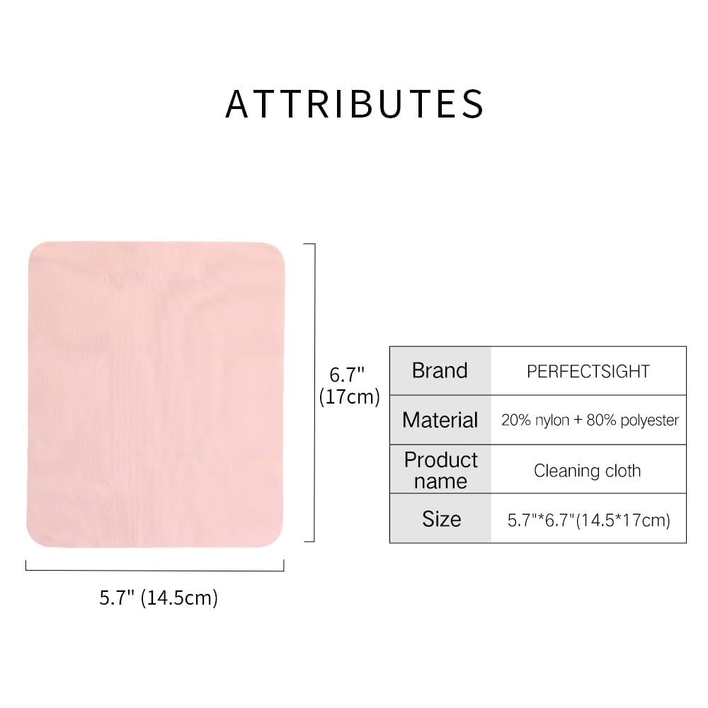 PERFECTSIGHT Microfiber Cleaning Cloth – 6 Pack (5.7x6.7 in) Pink, Safe for Coated Lenses