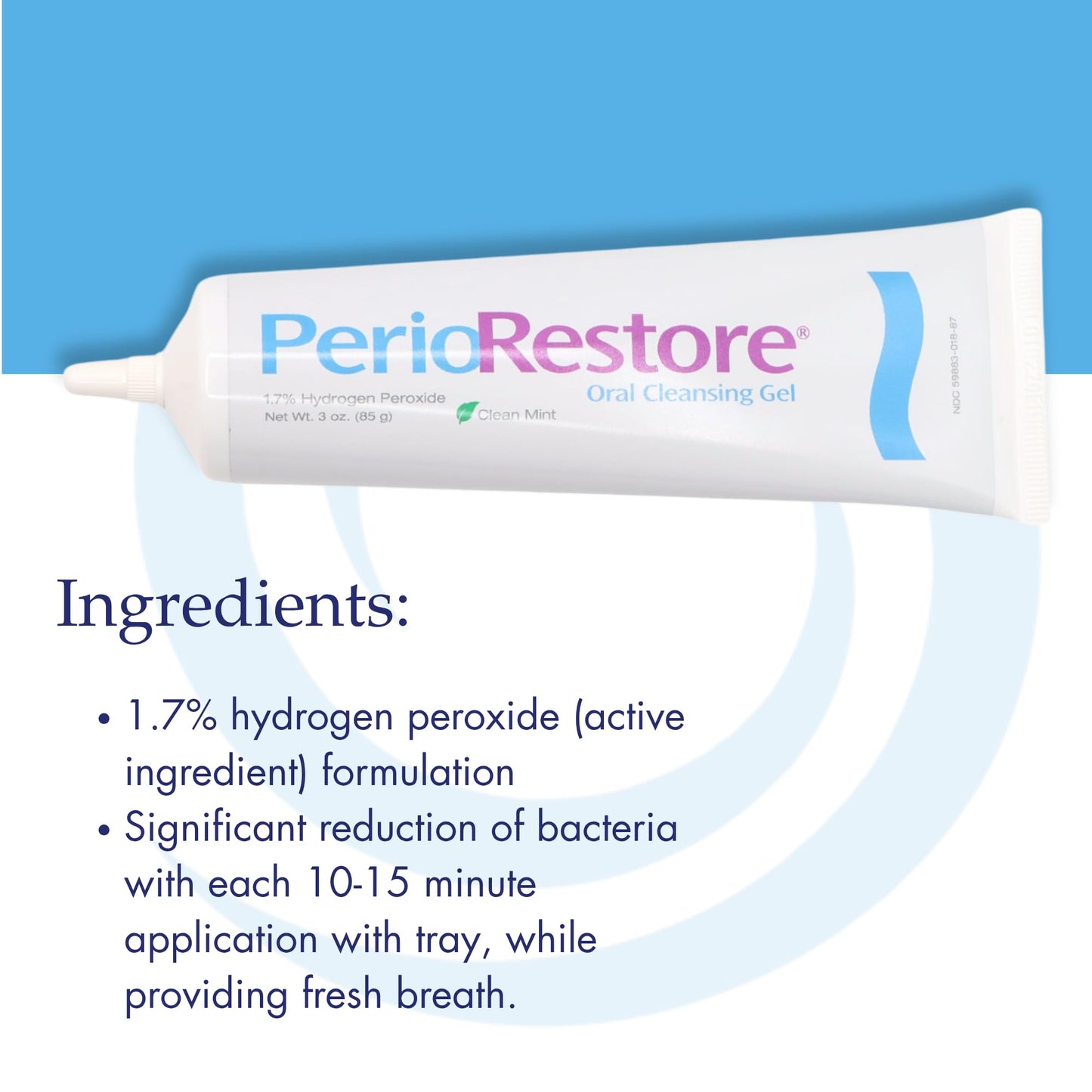 Perio Restore Gel 3 oz – 1.7% Hydrogen Peroxide Oral Cleansing Gel, Mint