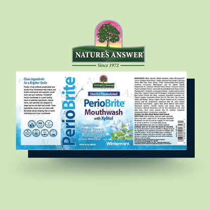 Nature's Answer PerioBrite Winter Mint Mouthwash – Fluoride-Free, Alcohol-Free & Vegan (16oz)