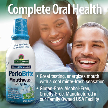 Nature's Answer PerioBrite Winter Mint Mouthwash – Fluoride-Free, Alcohol-Free & Vegan (16oz)