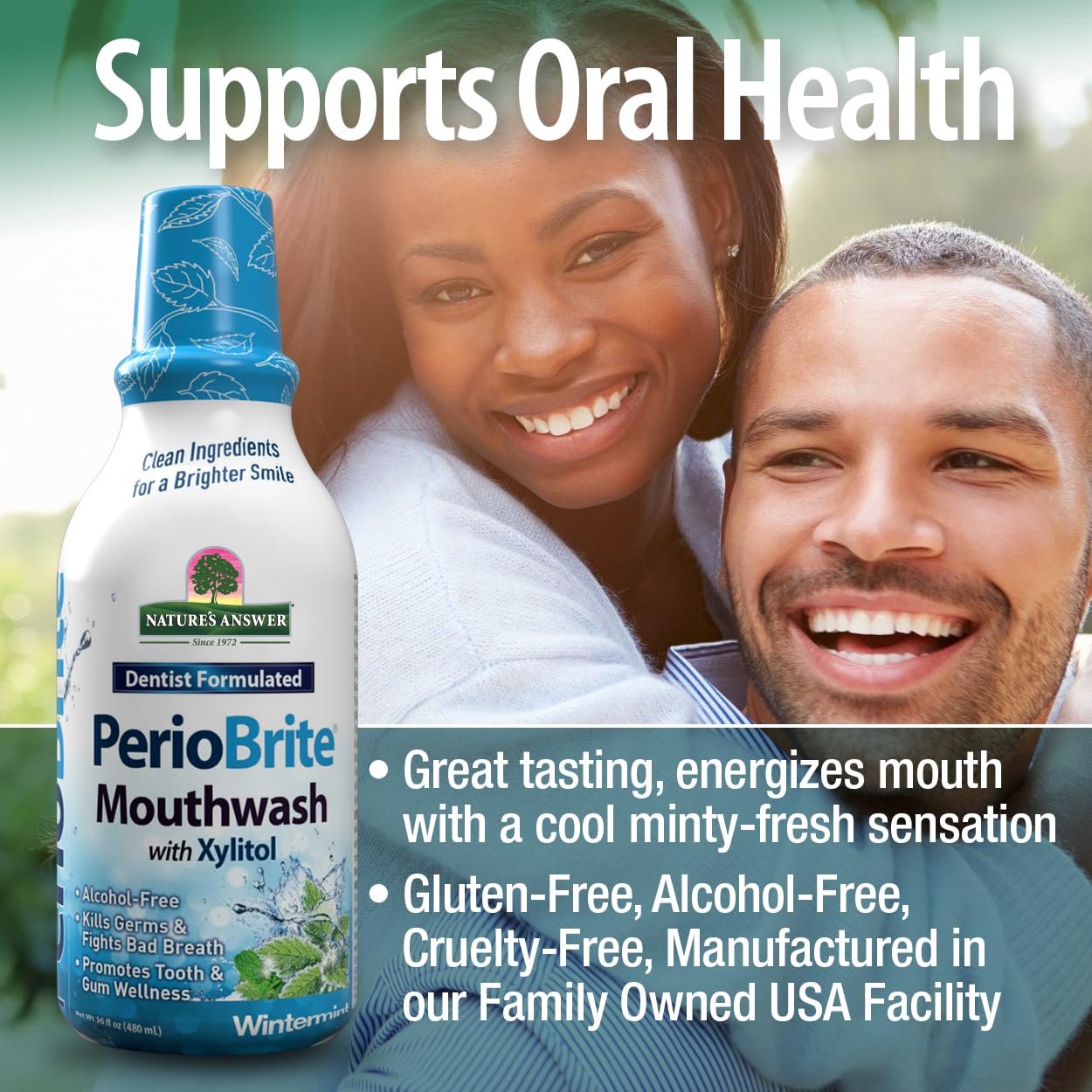 Nature's Answer PerioBrite Wintermint Mouthwash - Fluoride-Free, 16oz (2 Pack)