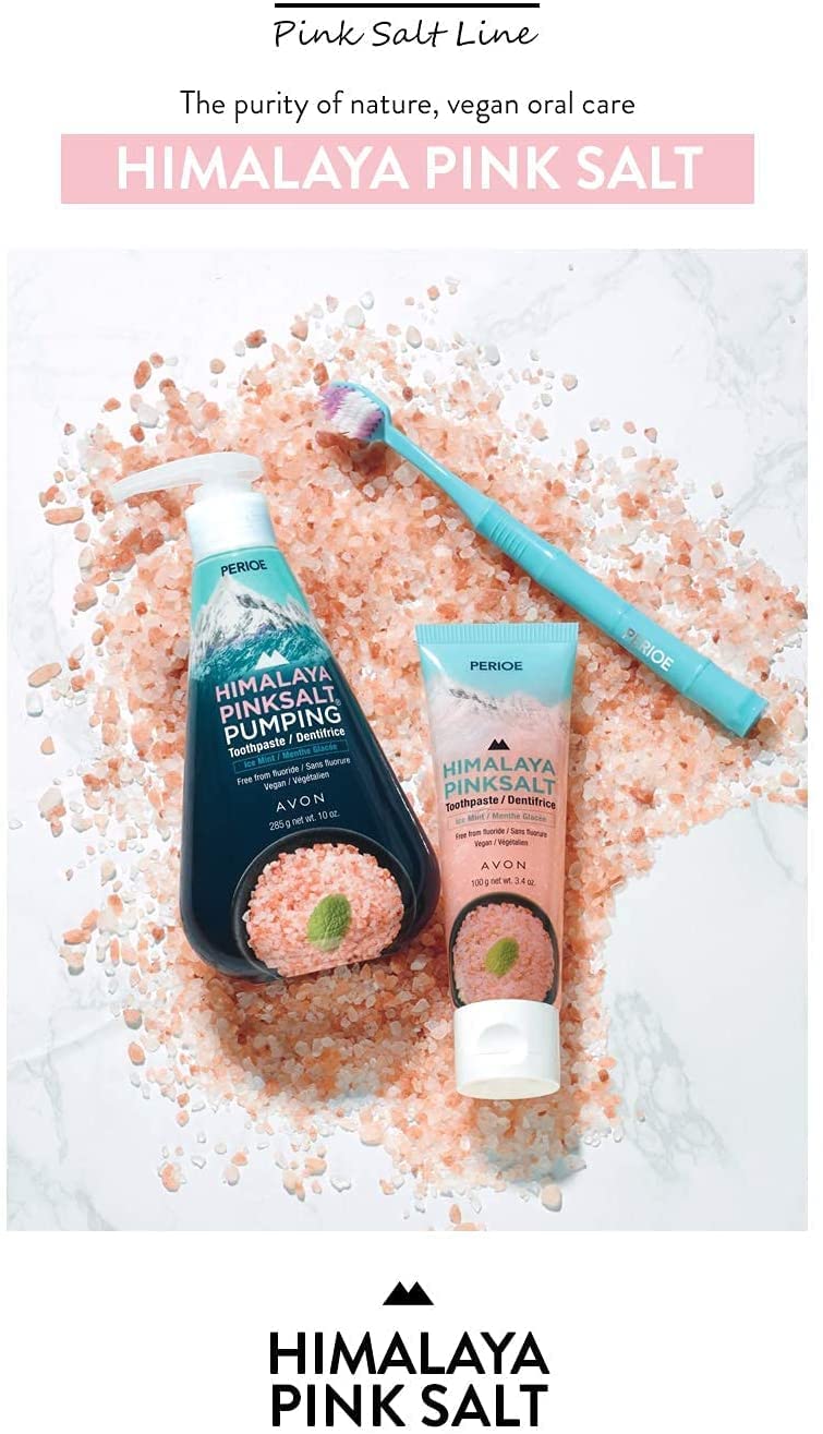 PERIOE Flouride-Free Himalayan Pink Salt Toothpaste, 3.4 oz - Charcoal Clean Mint w/Aloe Vera | Vegan, Cruelty-Free, Paraben-Free Plaque & Tartar Remover Oral Care Travel Size Toothpaste