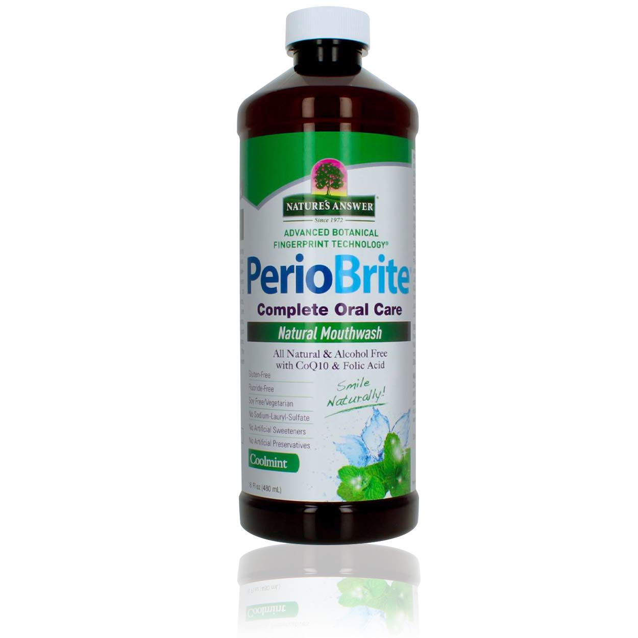 Nature's Answer PerioWash Mouthwash Alcohol-Free Cool Mint - 16 fl oz | Fluoride Free | Natural Breath Freshener
