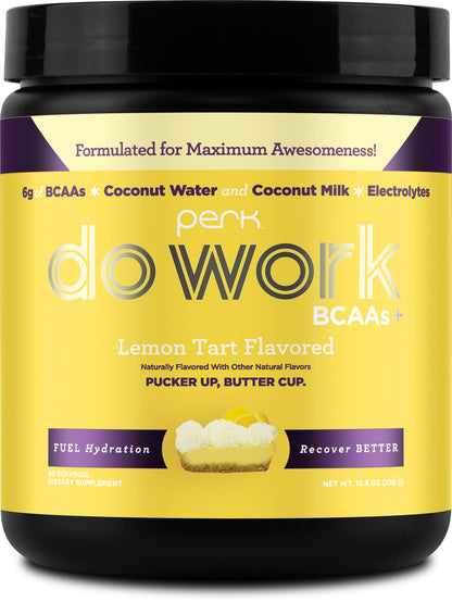 Perk BCAAs + Hydration Electrolytes Powder – Lemon Tart, 20 Servings
