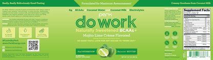 Perk Do Work BCAAs+ Mojito Lime Creme – 20 Servings, Gluten-Free, Soy-Free